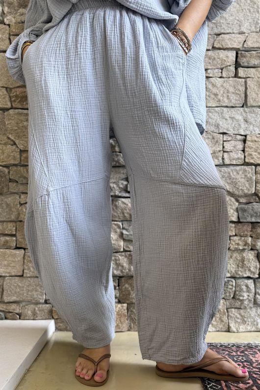 Hush Pillow Cotton Classic Barrel Pant Cloud Grey